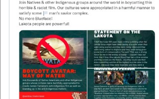 卡梅隆无语！美国原住民抵制《阿凡达2》：“白人救世主”电影
