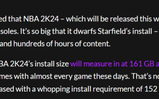 《NBA 2K24》游戏容量曝光达惊人 161GB，比《星空》还大