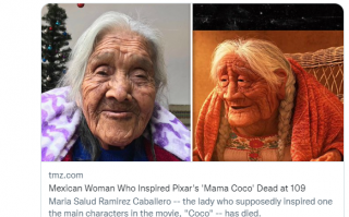 皮克斯电影《寻梦环游记》太奶奶可可原型去世：享年109岁