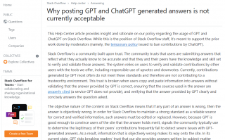 Stack Overflow 新规：禁止使用 ChatGPT 回答问题，违者最多封 30 天