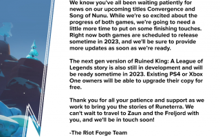 拳头两款《英雄联盟》衍生单机游戏跳票到 2023 年发售