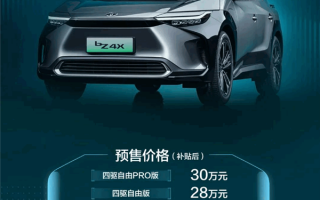丰田认清了现实！首款纯电车型bZ4X预售价下调：便宜2万