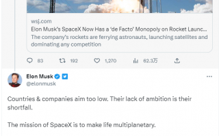 马斯克回应垄断火箭发射市场：SpaceX 的使命是让生命多行星化