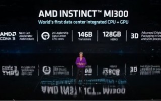 AMD预告MI300加速显卡：1460亿晶体管怪兽 集成24核Zen4 CPU