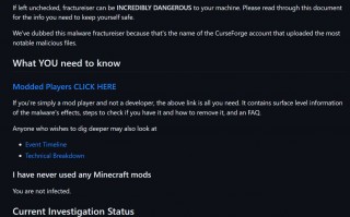 《我的世界》第三方社区 Curseforge、Bukkit 遭木马入侵，约 20 款知名 Mod 受影响
