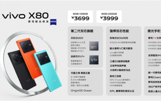 最好的天玑9000手机！vivo X80发布：3699元起