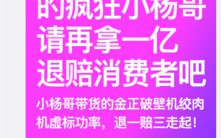 疯狂小杨哥被王海打假 破壁机虚标功率：退一赔三或赔一个亿