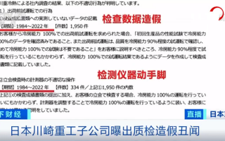 日本制造业巨头川崎重工承认质检造假：迄今将近40年