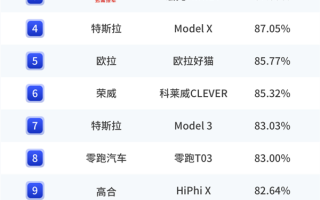 中国电动车汽车保值率排行榜：特斯拉Model Y超保时捷拿下第一