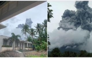 实拍菲律宾布卢桑火山喷发 大量灰烟遮天蔽日