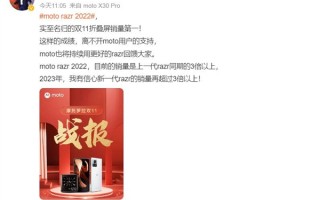 业界黑马！moto razr 2022成为京东双11销量最火的折叠屏手机