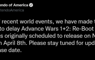 任天堂：因最近的全球事件影响，“坦克炸城市”游戏《高级战争》重制版推迟发售