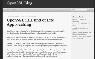 OpenSSL 1.1.1 生命周期将在 9 月 11 日结束，官方发布警告催促用户升级