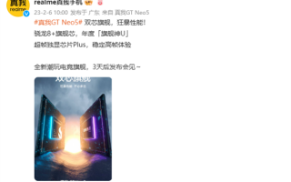 真我GT Neo5核心配置公布：骁龙8+双芯旗舰！