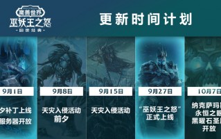 《魔兽世界》9 月 1 日发布“巫妖王之怒”前夕补丁，9 月 27 日正式上线