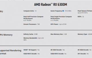 AMD RX 6300M亮机卡跑分首曝：竟不如锐龙APU！