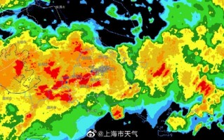 上海双警齐发 局部大到暴雨：气象图如“番茄炒蛋”