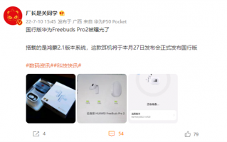 鸿蒙2.1系统加持：华为Freebuds Pro 2国行版曝光